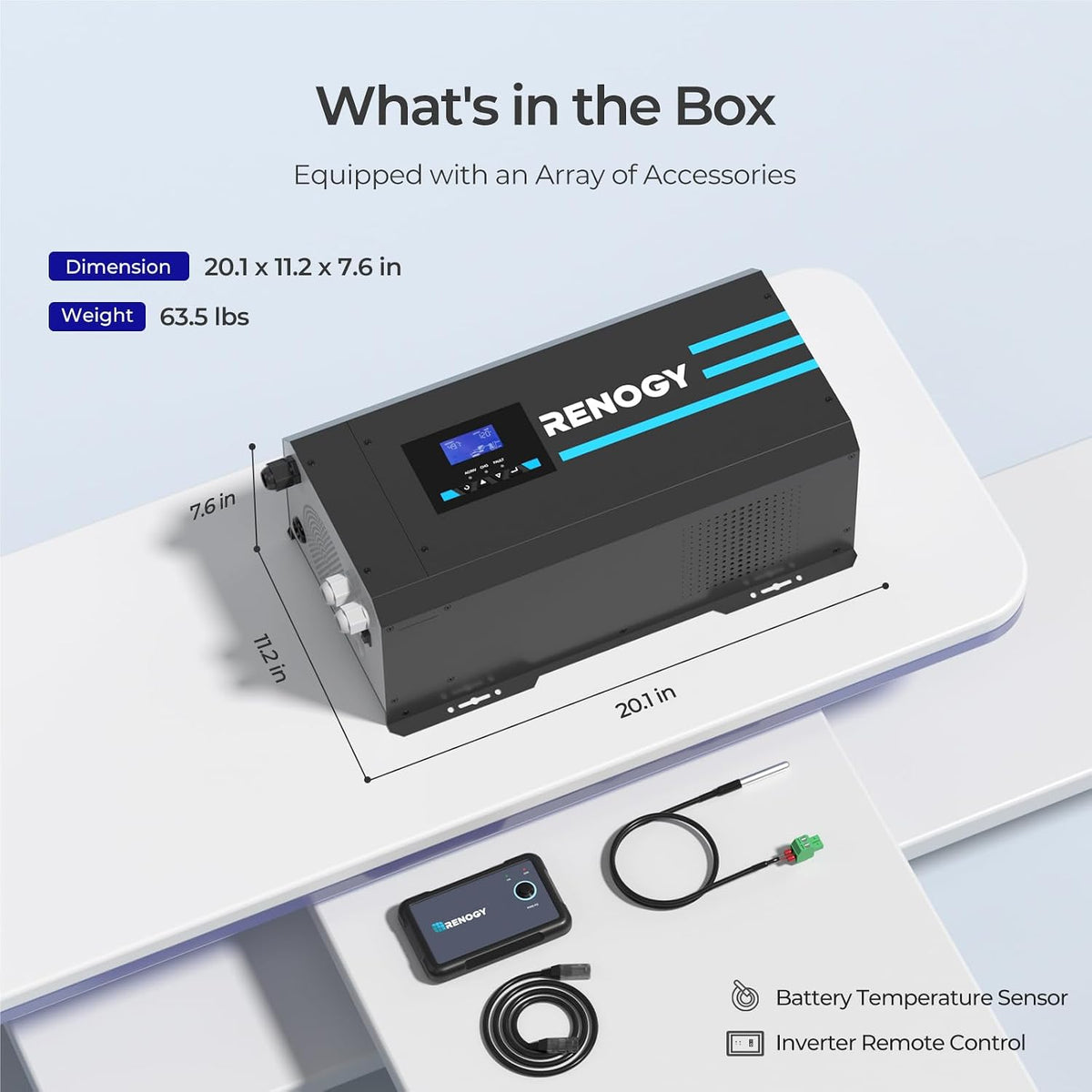 Renogy 3000w Pure Sine Wave Inverter Charger 12V DC to 120V AC Surge 9000w for Off-Grid Solar RV Boat Home w/LCD Display, Auto Transfer Switch, Compatible with Lithium Battery