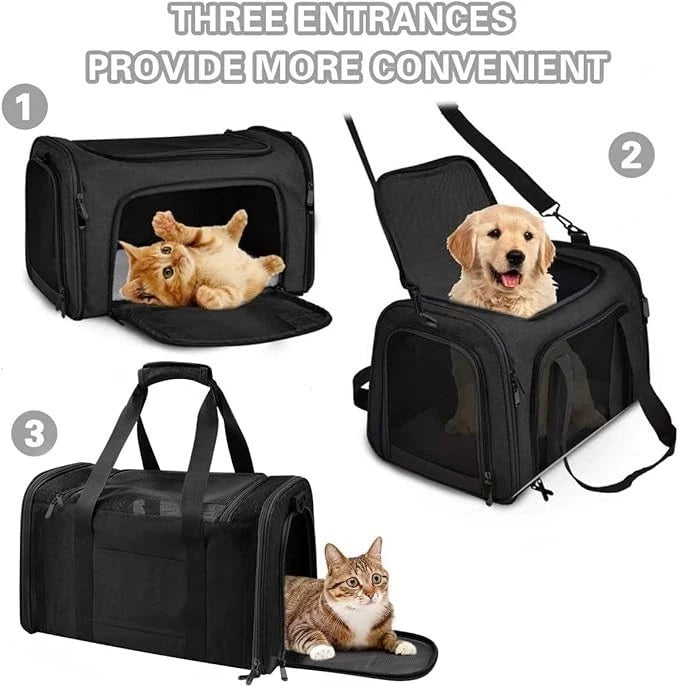 Medium Soft Pet Carrier Bag for Cats & Small Dogs – Foldable Travel Carrier