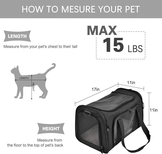 Medium Soft Pet Carrier Bag for Cats & Small Dogs – Foldable Travel Carrier