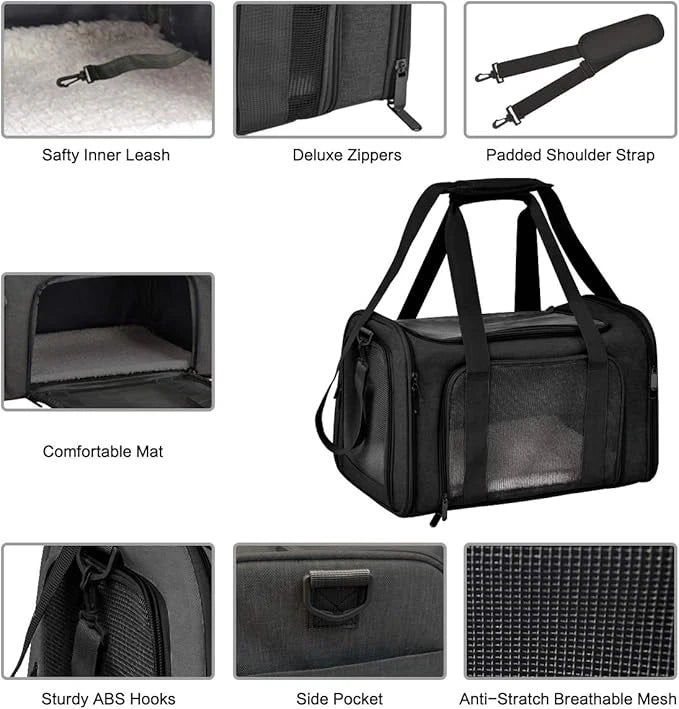 Medium Soft Pet Carrier Bag for Cats & Small Dogs – Foldable Travel Carrier