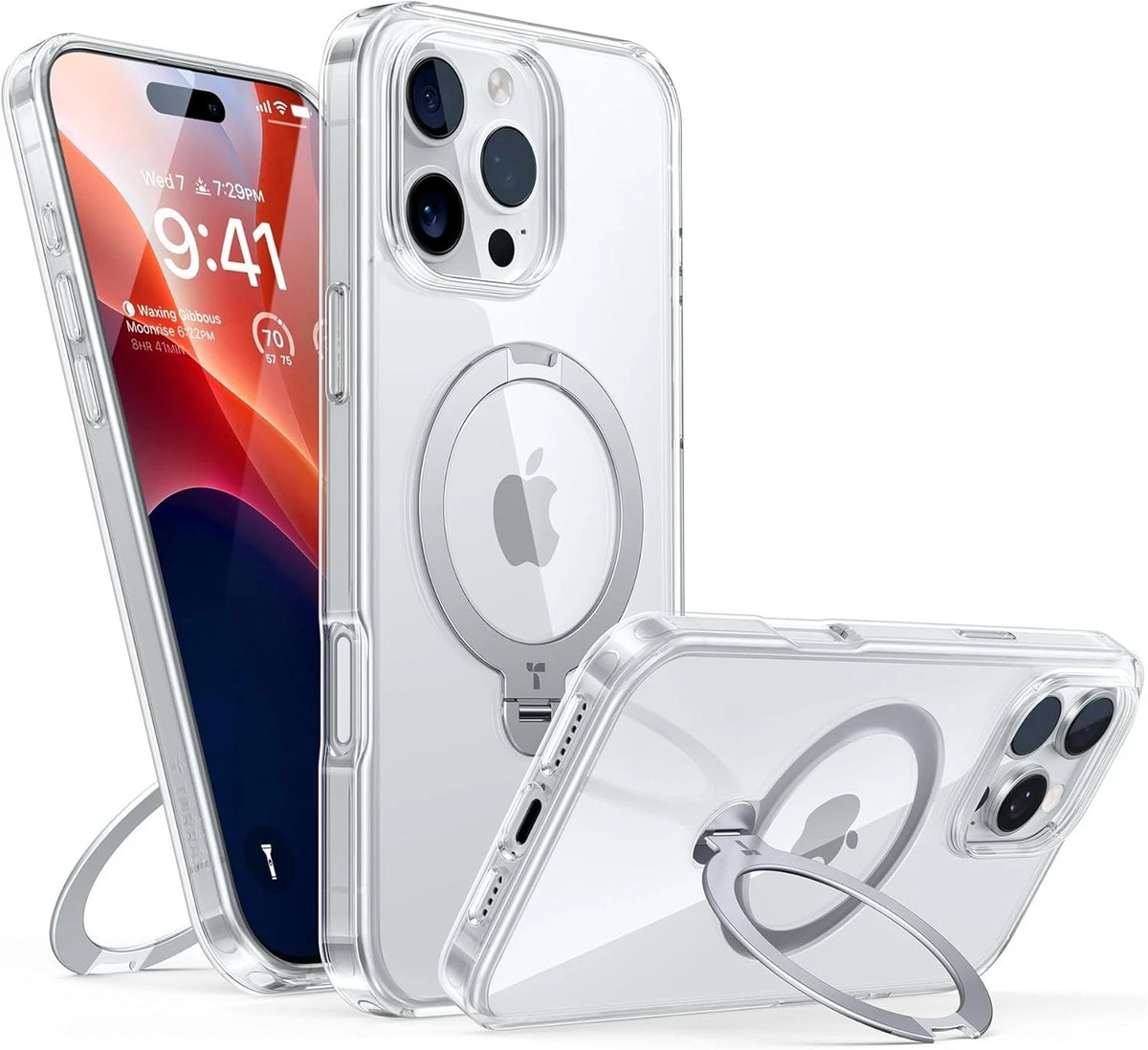 Clear Magnetic iPhone Case with MagSafe Ring & Adjustable Stand – Protective Cover