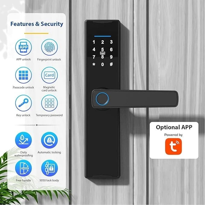 Tuya Smart Door Lock – Fingerprint &amp; Keypad Electronic Deadbolt