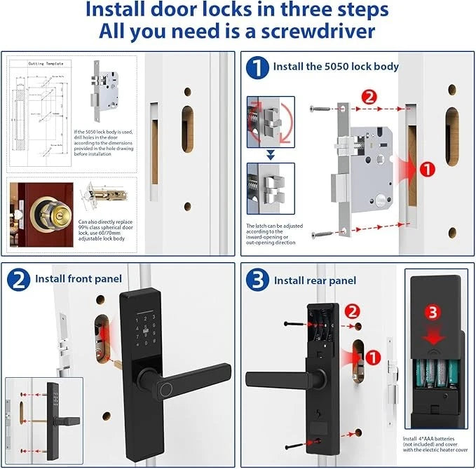 Tuya Smart Door Lock – Fingerprint &amp; Keypad Electronic Deadbolt