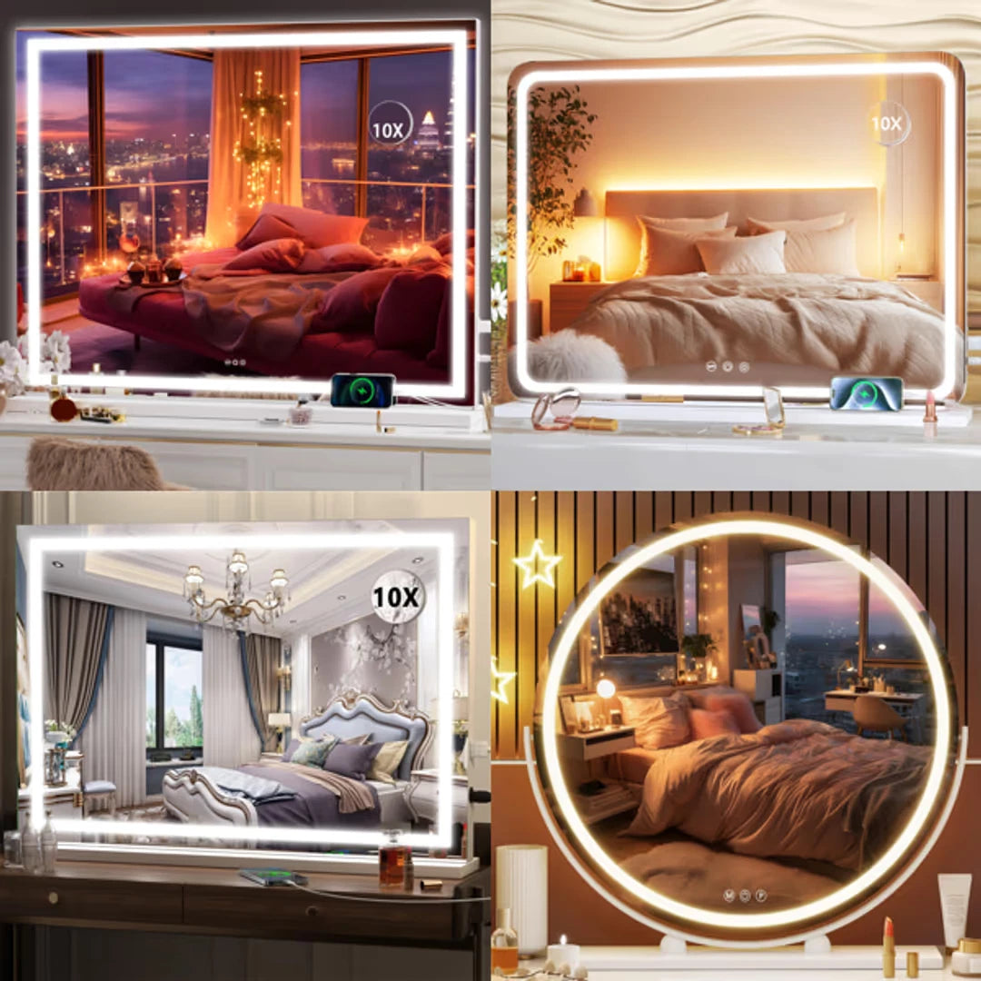 Hasipu Hollywood Vanity Mirror with LED Lights – 70 × 50cm White