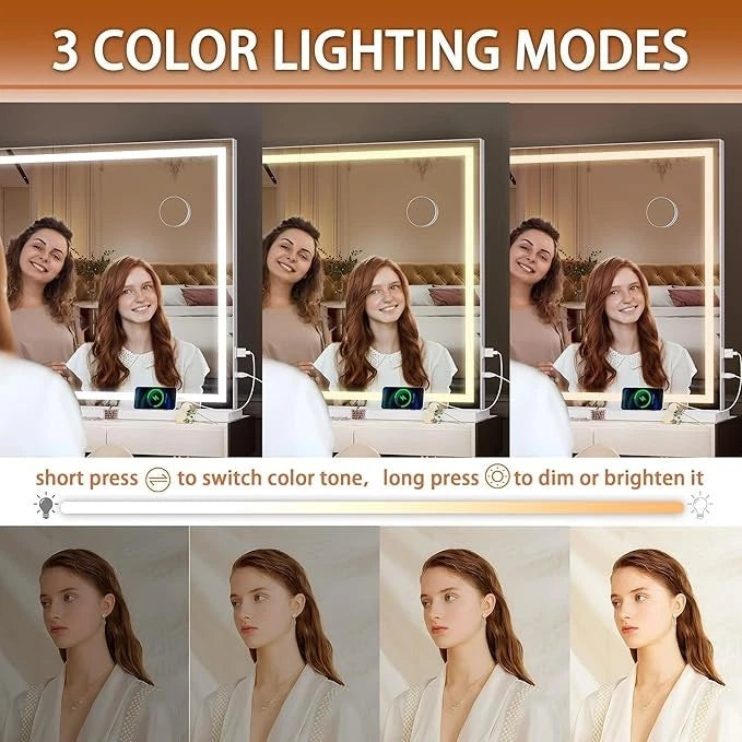 Hasipu Hollywood Vanity Mirror with LED Lights – 70 × 50cm White