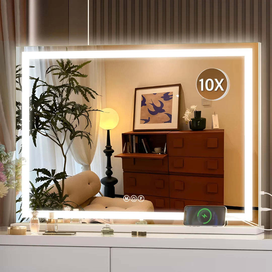 Hasipu Hollywood Vanity Mirror with LED Lights – 70 × 50cm White