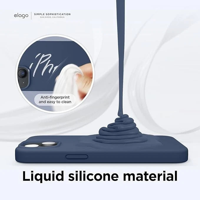 elago Liquid Silicone Case for iPhone 13 & iPhone 14 6.1" Jean Indigo Premium Shockproof Protective Cover, Soft Microfiber Lining, Anti-Scratch, Non-Slip 360° Protection