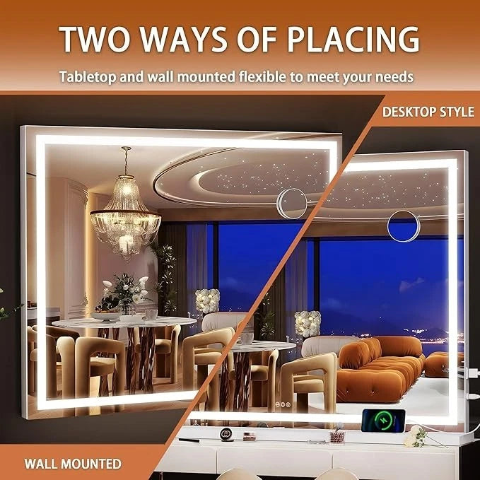Hollywood Vanity Mirror with LED Lights – 70 × 50cm