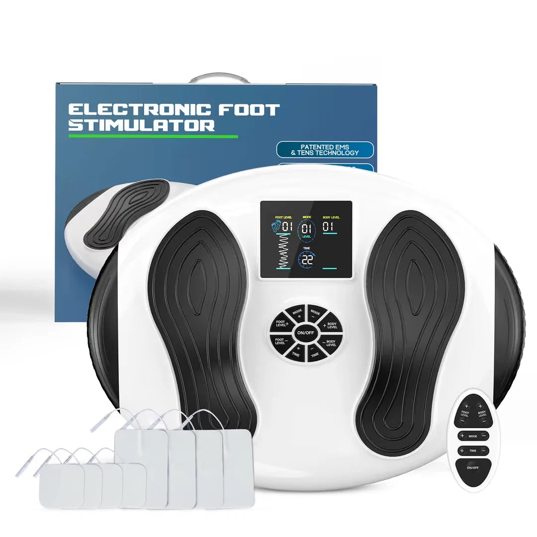 EMS TENS Foot Massager & Circulation Stimulator – 25 Modes, 99 Intensity Levels, 8 Pads & Remote