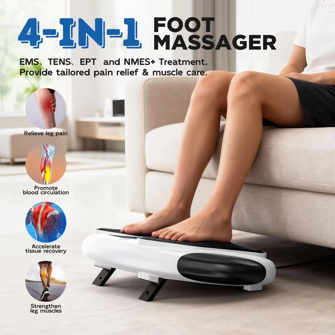 EMS TENS Foot Massager & Circulation Stimulator – 25 Modes, 99 Intensity Levels, 8 Pads & Remote