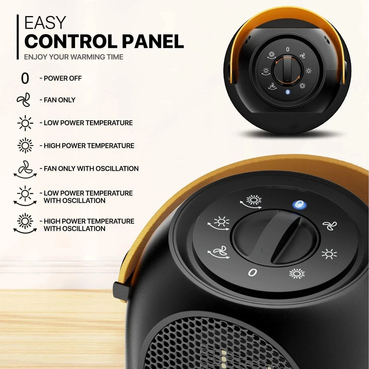 Portable Electric Fan Heater 1200W/600W – Ceramic PTC Room Heater