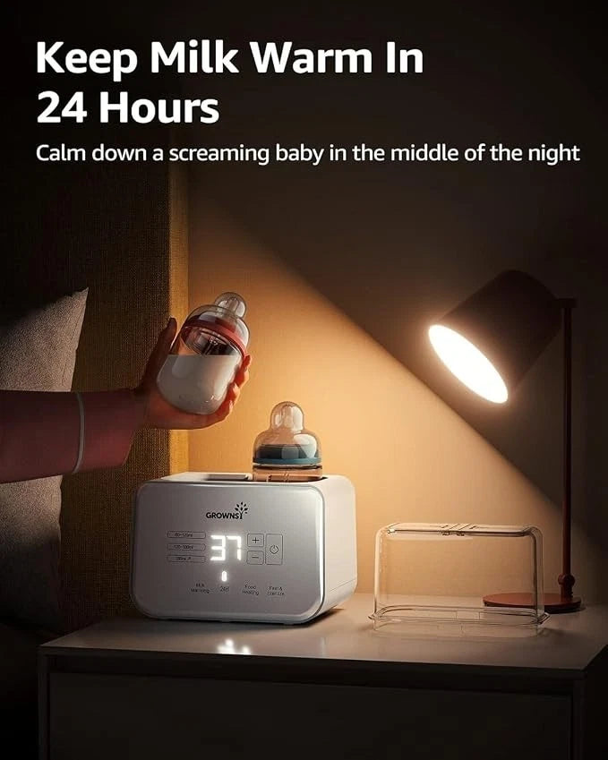 GROWNSY 10-in-1 Baby Bottle Warmer & Steriliser – Fast Milk & Food Warmer with LCD Display, 24H Keep Warm & Defrost